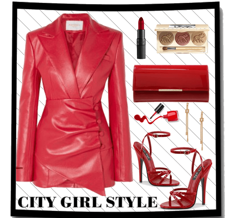 new creator challenge - my style red leather blazer dress outfit
