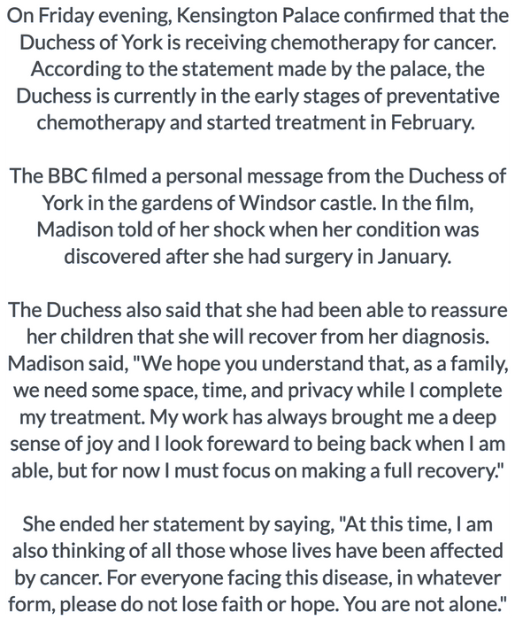 A Statement from Kensington Palace