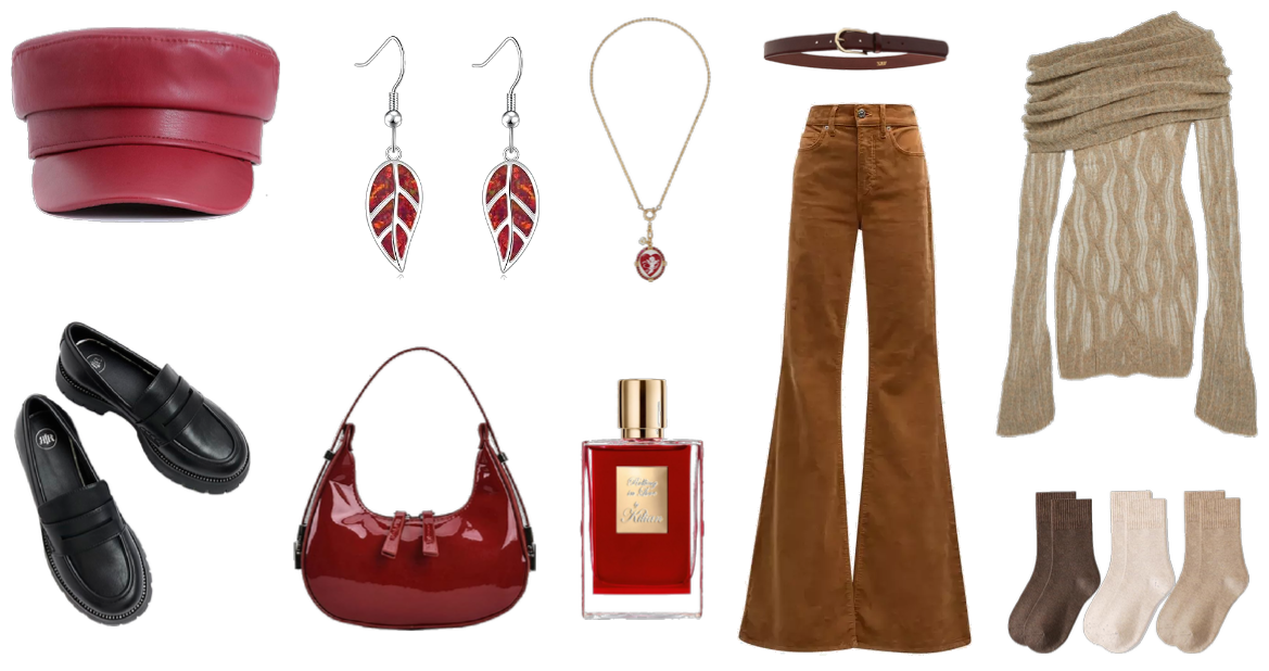 red brown fall casual modern women outfit