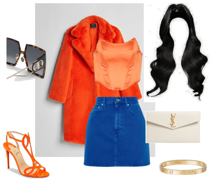 Orange and blue complementary outfit