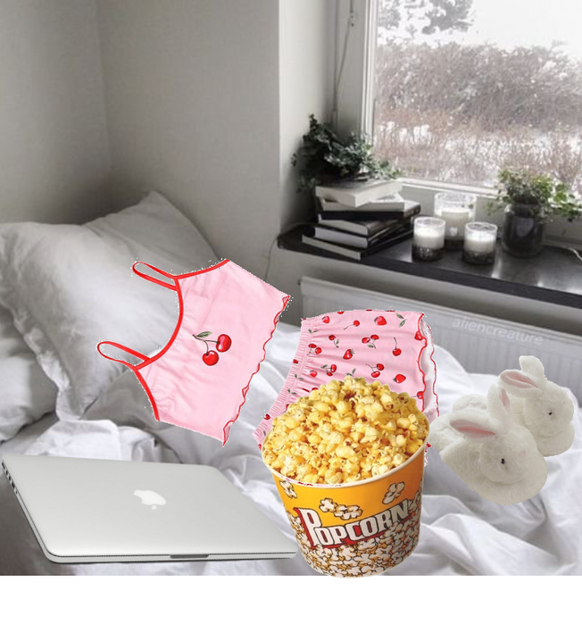 a rest with movie and popcorn