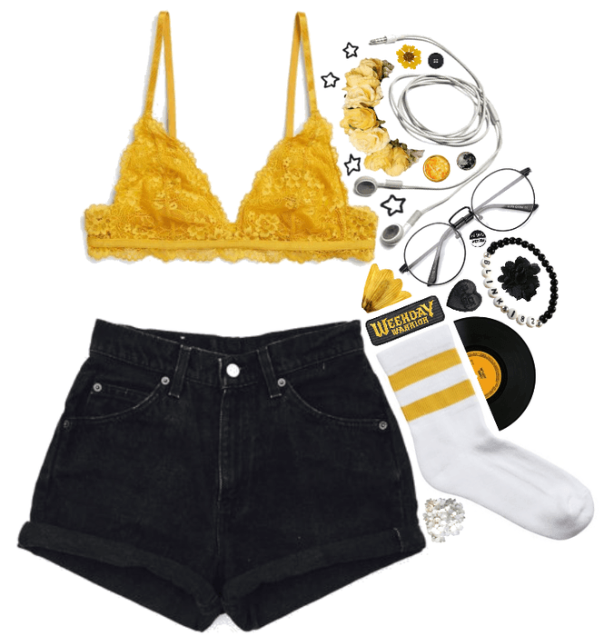 yellow black and white outfits