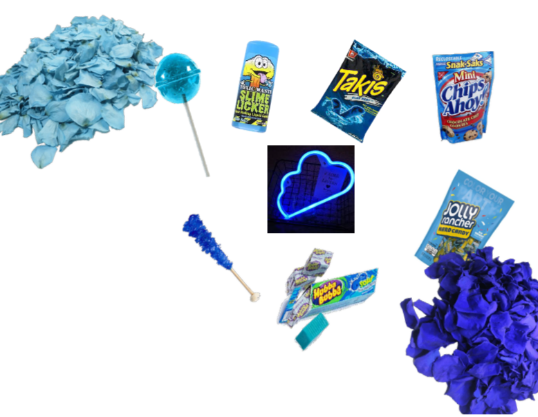 Blue snacks and candy!