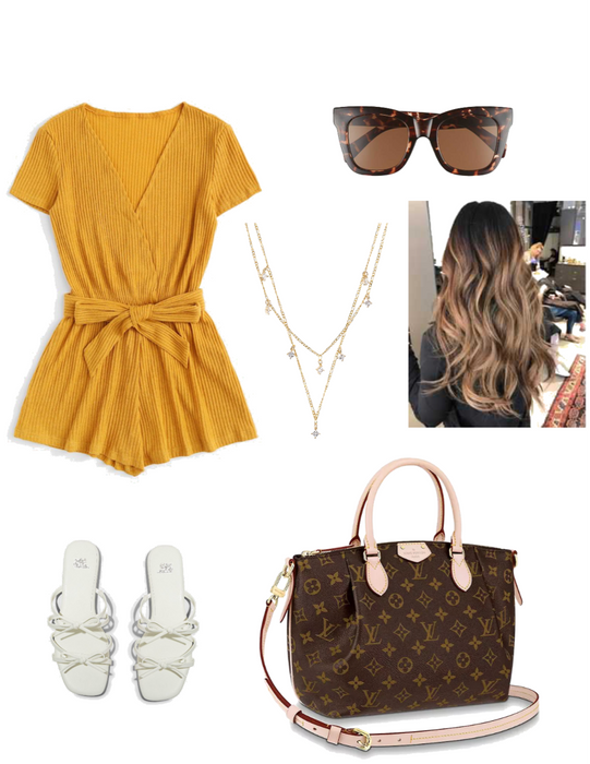 yellow romper summer outfit
