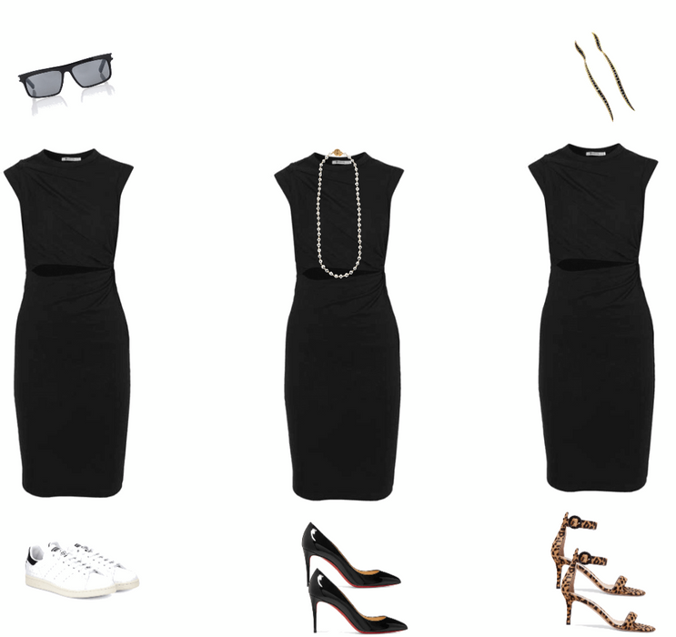 One black dress, three styles