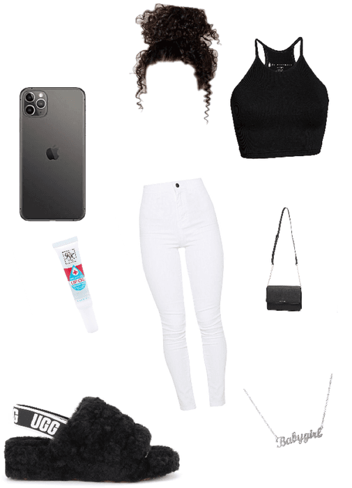 black and white ugg outfit