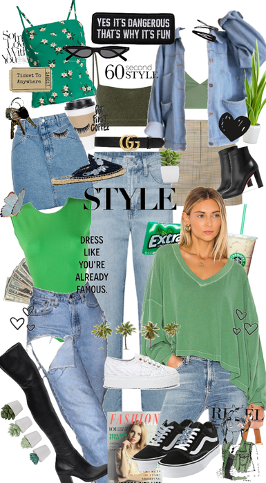 all jeans and green