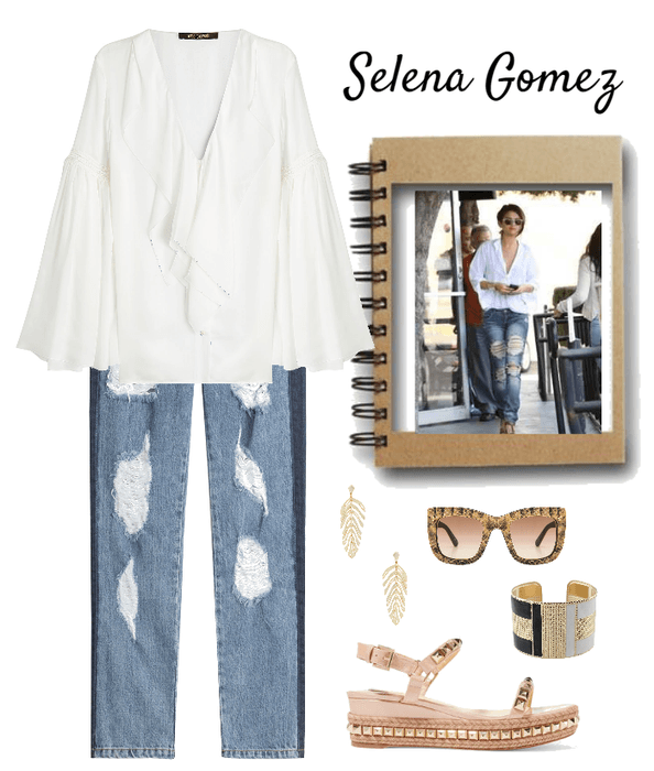 Selena Gomez Rocks Distressed Jeans