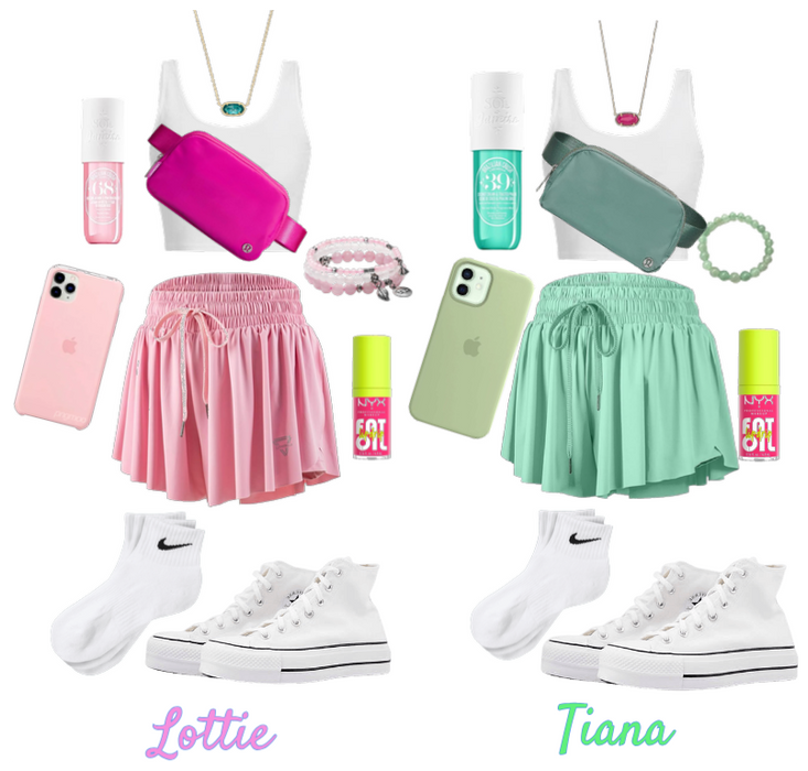 Lottie and Tiana matching outfits!💗💚