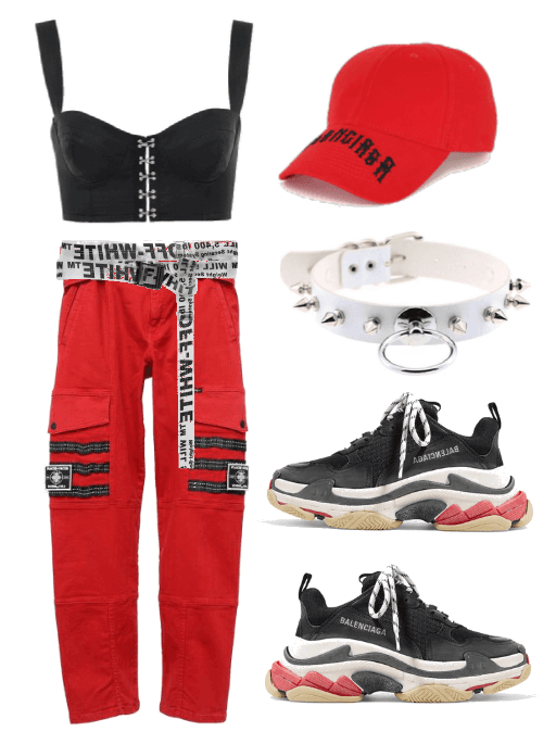 black red stage outfit