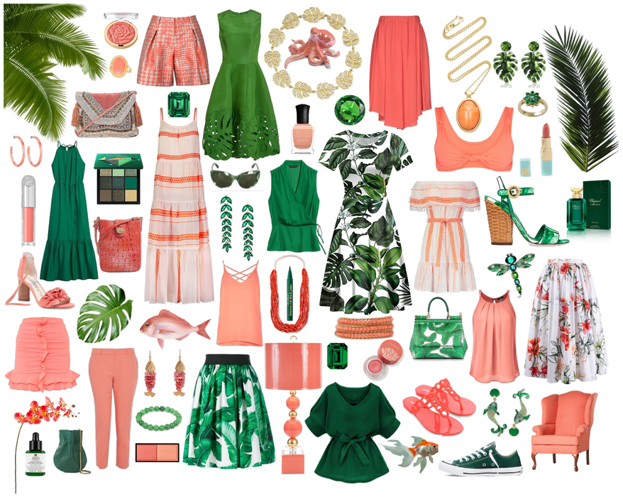 Coral & Emerald Collage