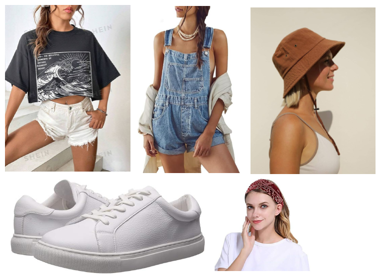 Denim Overall Shorts and Graphic Tee