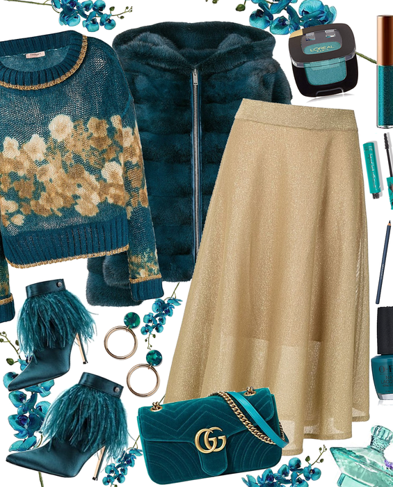 gold and teal