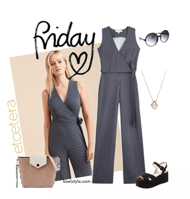 Amour navy striped jumpsuit