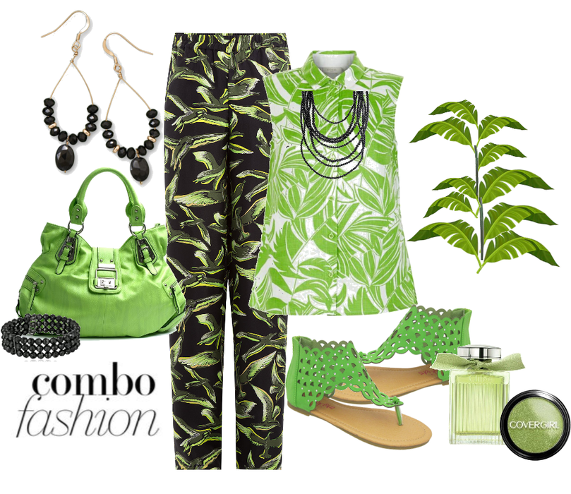 Lime and black combo outfit