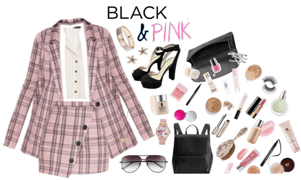 Geo Outfit: Black and pink