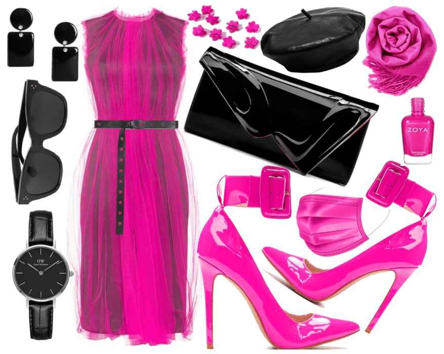Neon pink and black