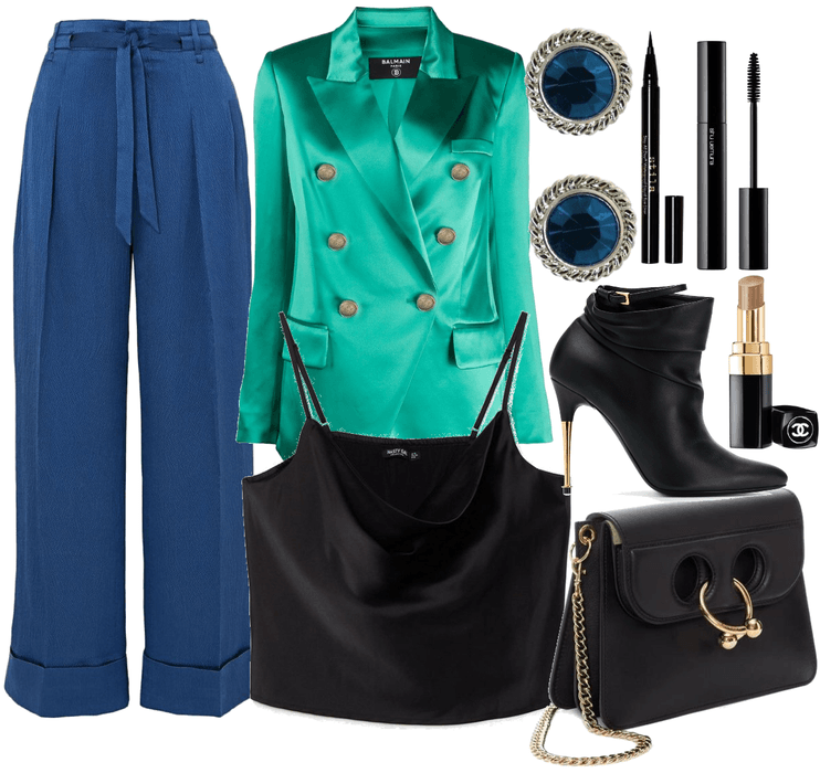 dressy outfit mix green and blue