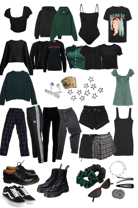 black & green wardrobe