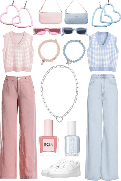 pink x blue matching fits