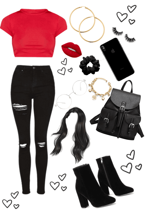casual! red black ❤️🖤
