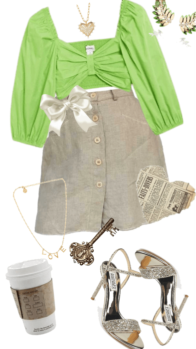 cute green light academia outfit