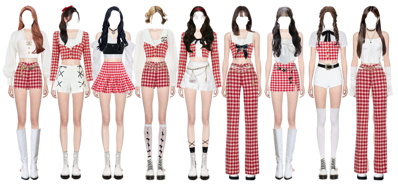 [ Red checked tweed Stage Outfits ]