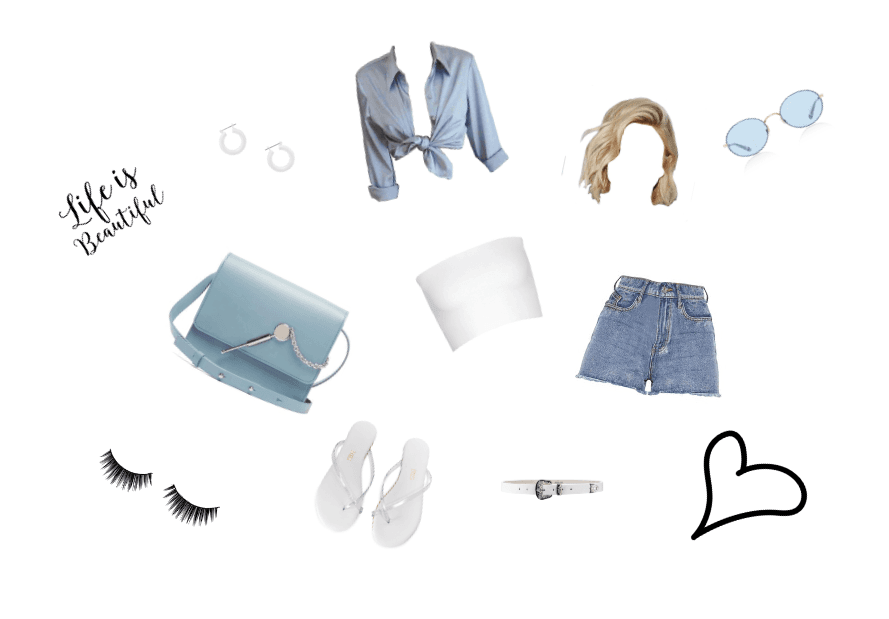 Blue and white summer look