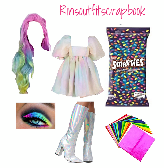 Smarties as an outfit ❤️💜💛🧡🤍💖