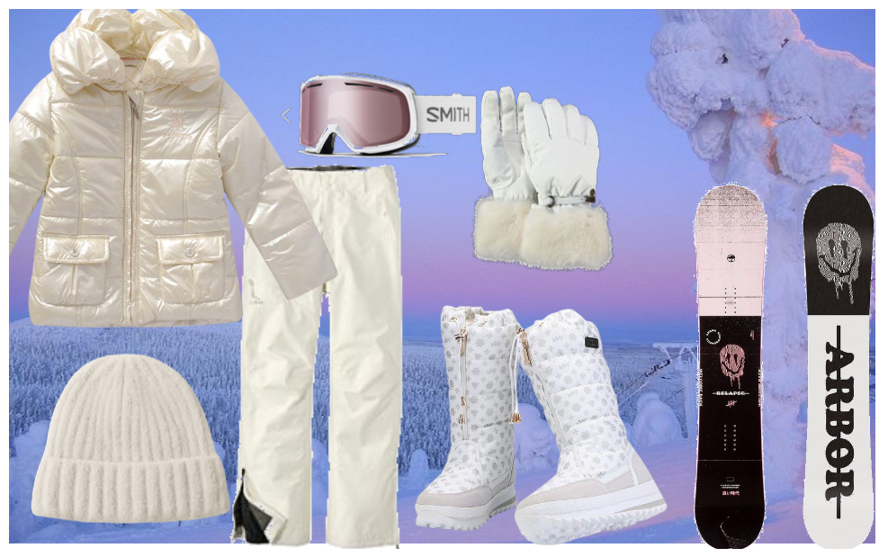White snow suit for snowboarding