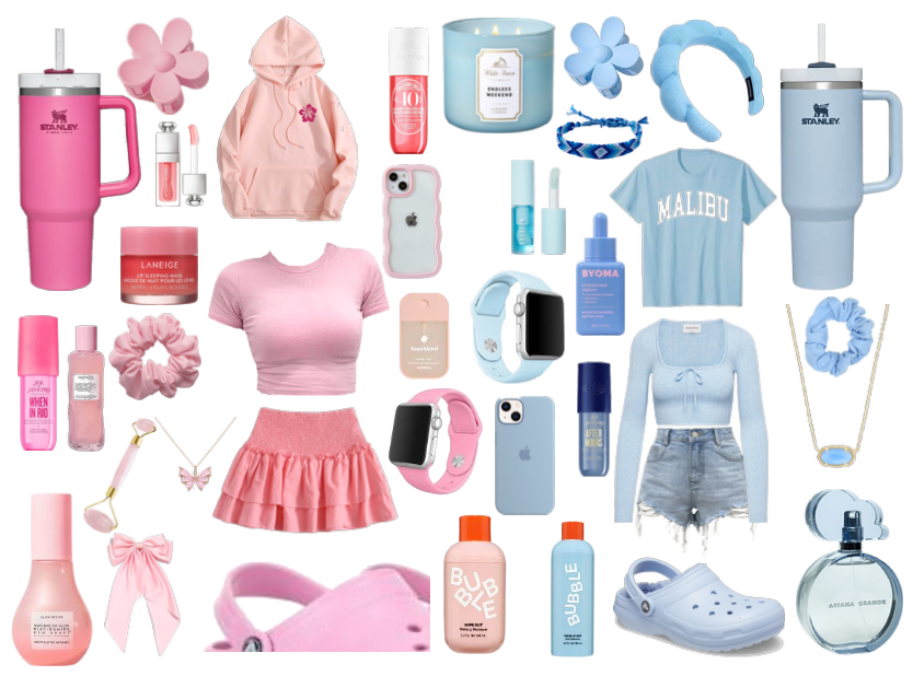 Pink and blue preppy outfits