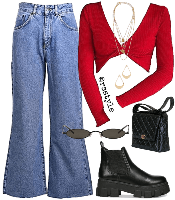 Red casual outfit
