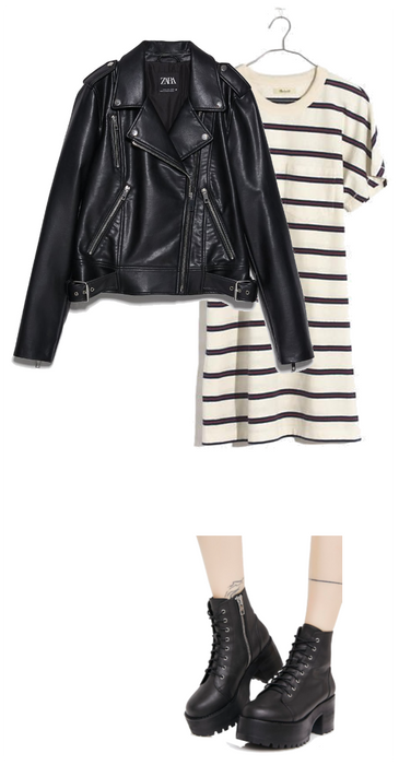 Striped and leather