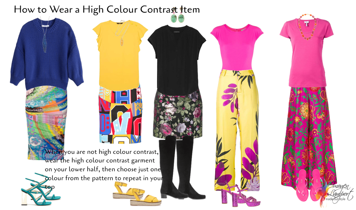 how to wear a high colour contrast garment