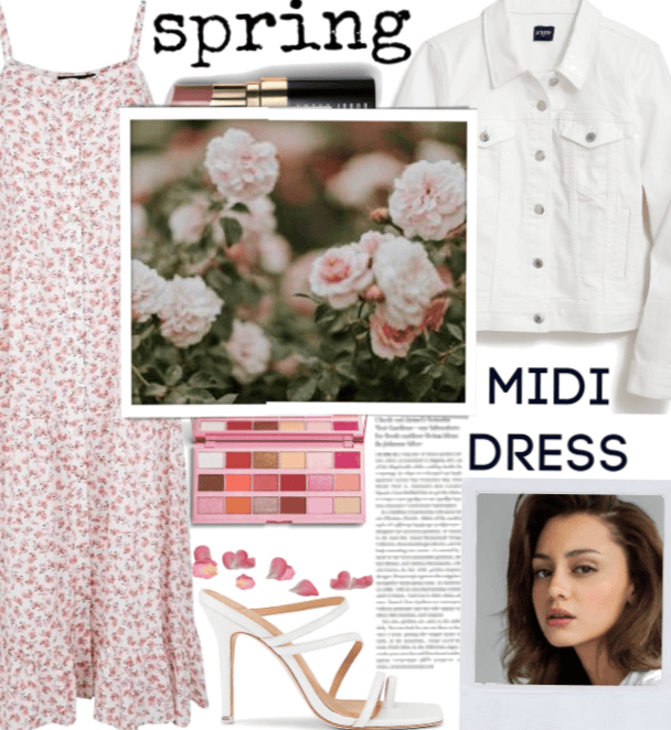 Pink  and white midi dress