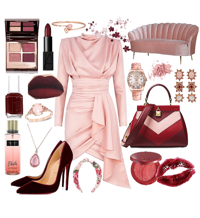 Blush Pink and Maroon