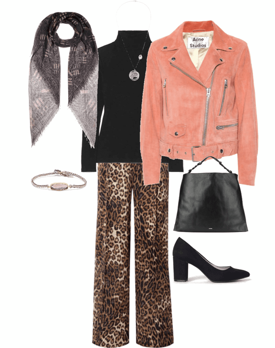 pink leather jacket outfit 2