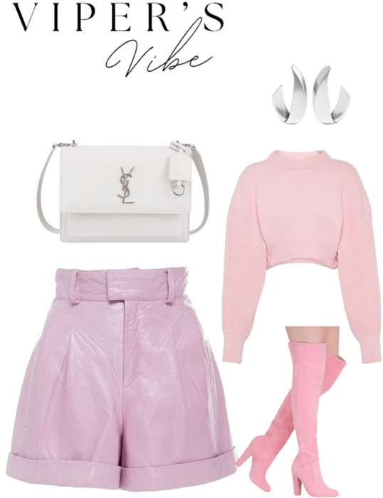 leather pink short ootd