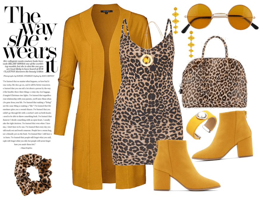 Yellow with leopard print