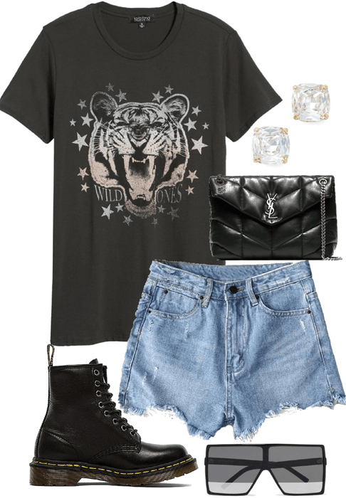 graphic tee and shorts