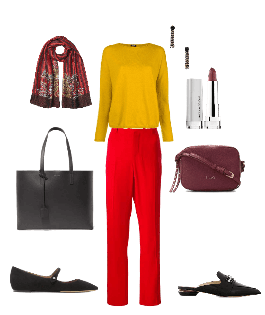 red trouser combination 3