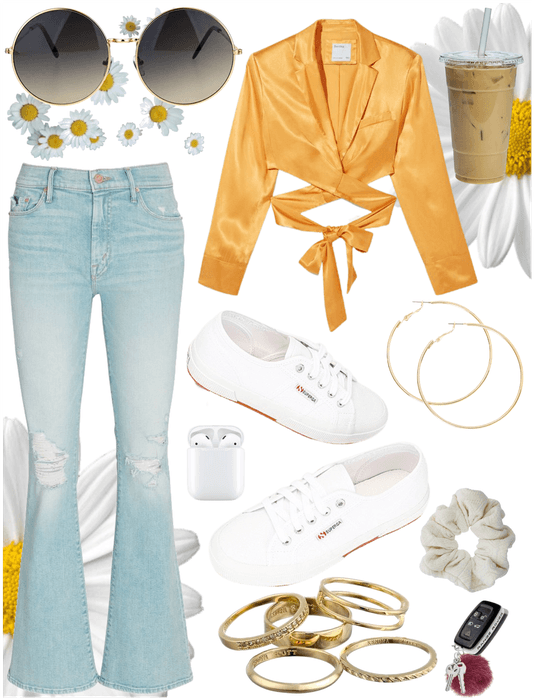 Jeans and a Cute Top Yellow Sunflower