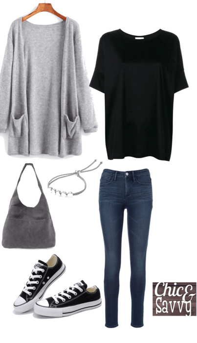 jeans and black tee casual