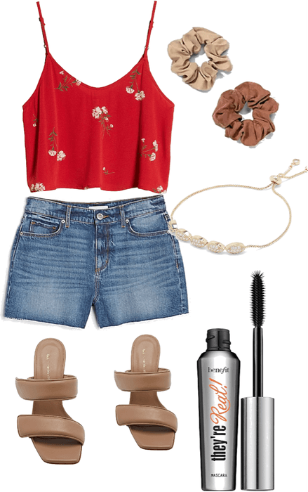 summer red and brown outfit