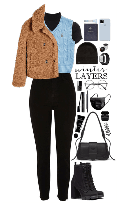 Winter Layer. Black + blue vest