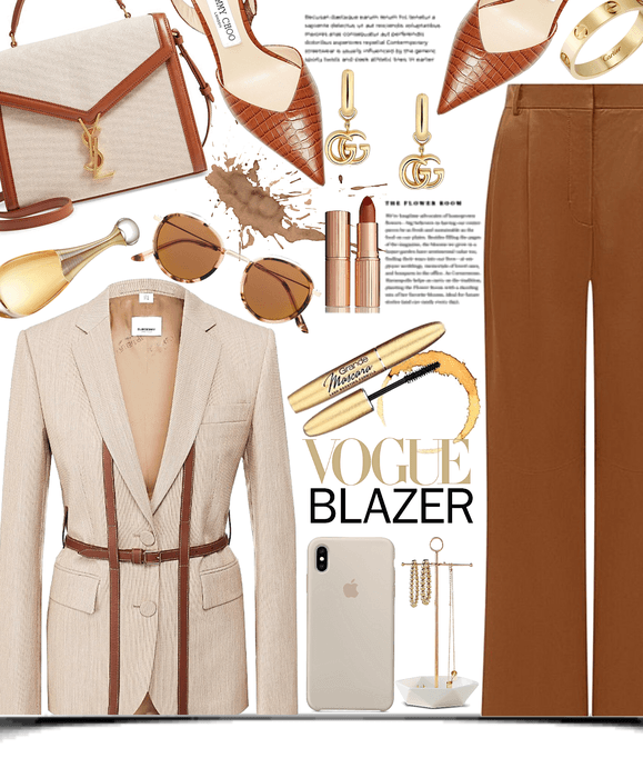 brown blazer set