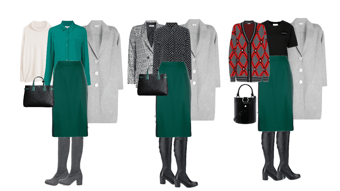 outfits with green pencil skirt