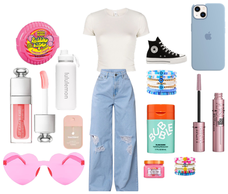 Preppy/basic Pink and Blue outfit