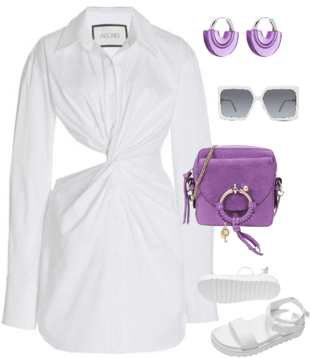white and lavender outfit