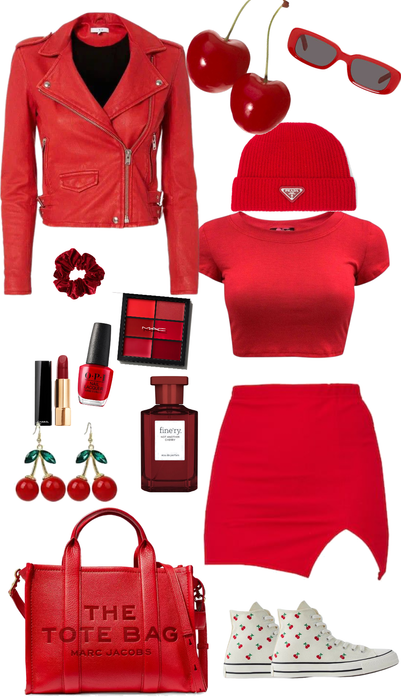 cherry red outfit